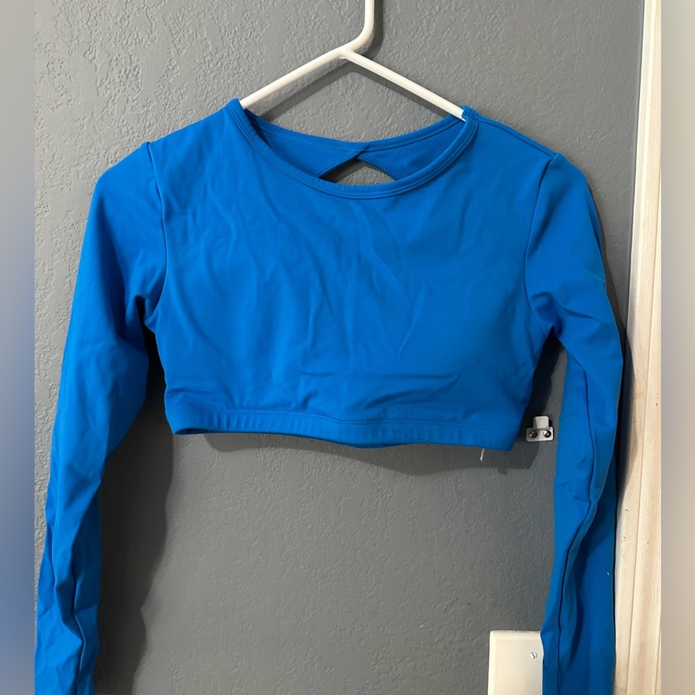 Blue workout out crop top
